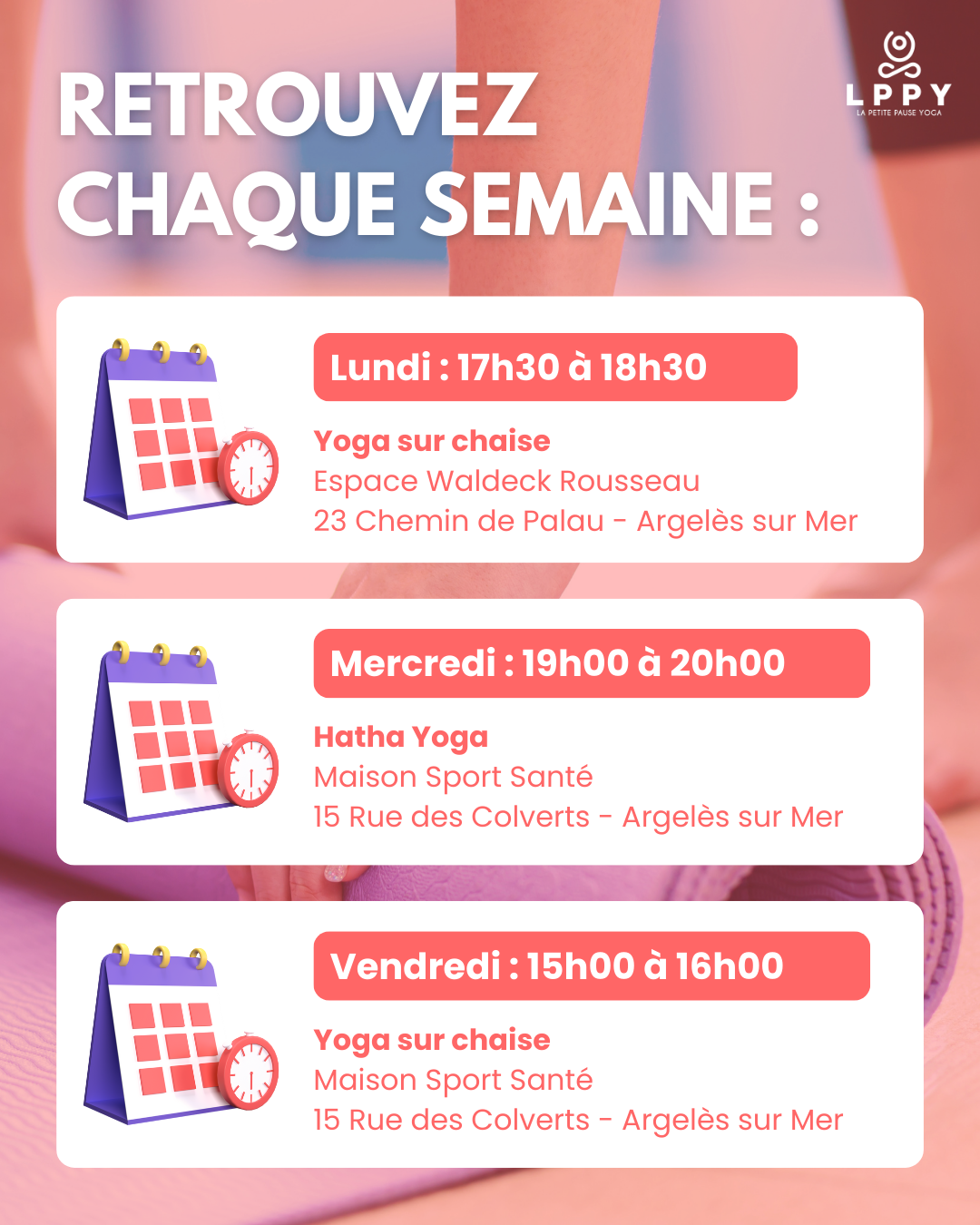 Planning des cours - La Petite Pause Yoga